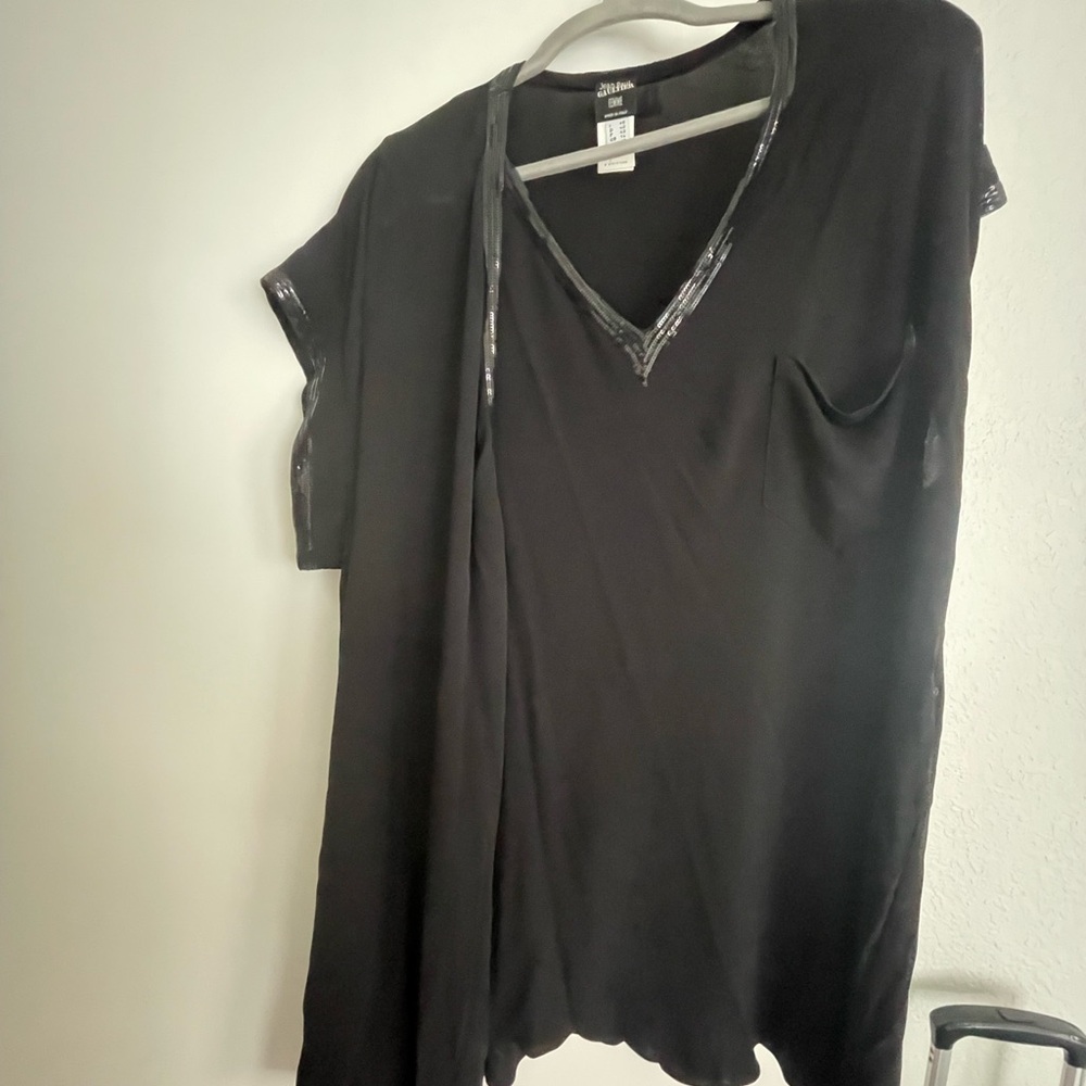 Jean Paul Gaultier Black Top with Metallic Trim
